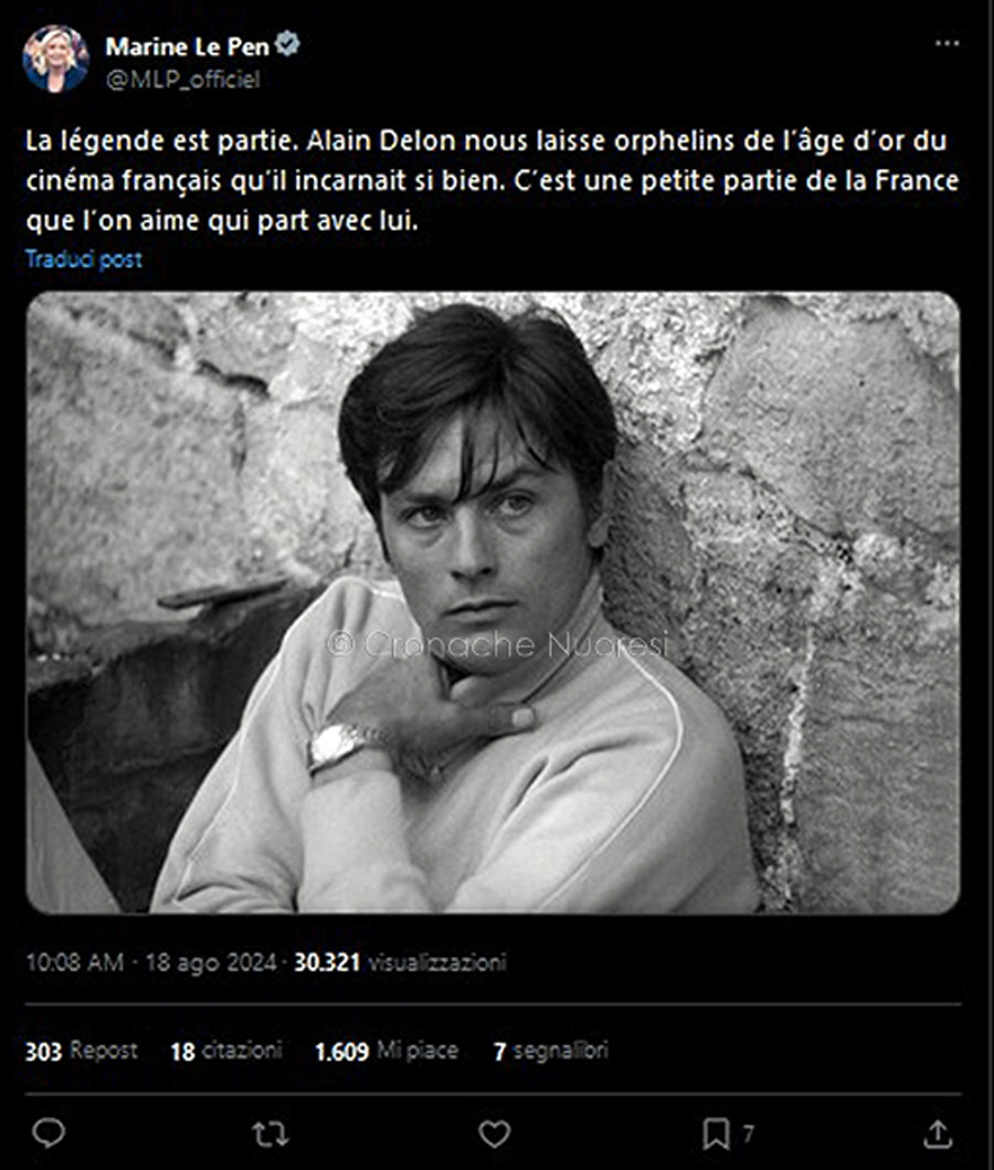 Cinema in lutto.  E’ morto Alain Delon