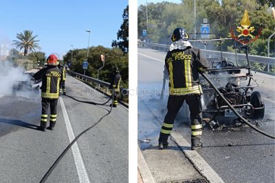La Mehari distrutta dal fuoco