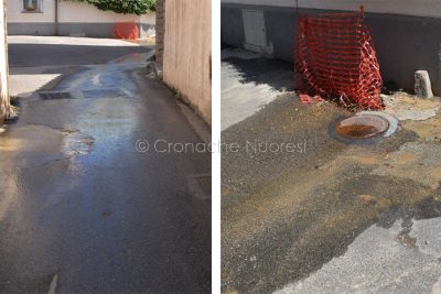 Perdita d'acqua in via Ferracciu (foto Nieddu)