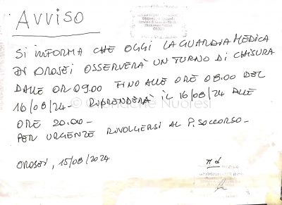 Guardia medica chiusa a Orosei