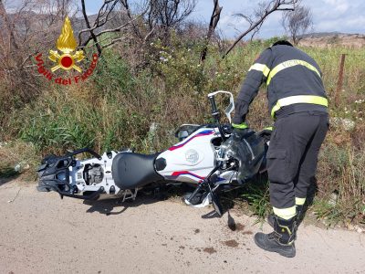 La moto dopo l'incidente