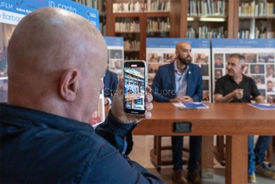 Stefano Lavra e Pietro Pala alla presentazione di Nuoro una citta' che In-Canta (foto S.Novellu)