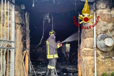 L'intervento dei Vigili del fuoco a Orroli