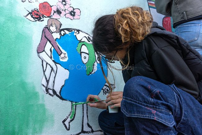 Arte e inclusivita', un dettaglio del murale (foto S.Novellu)