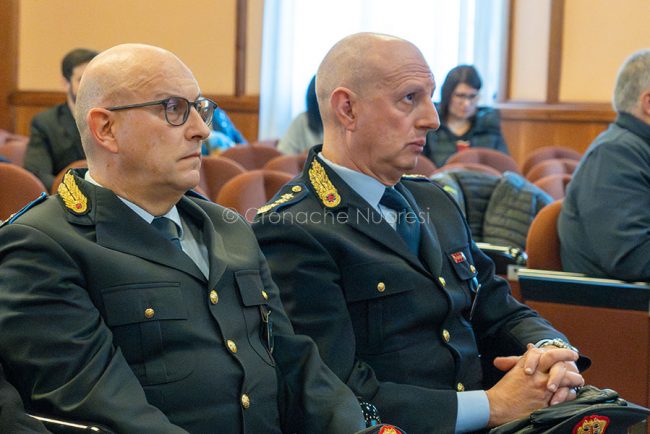 I vertici della polizia Municipale, a dx, Massimiliano Zurru (foto S.Novellu)
