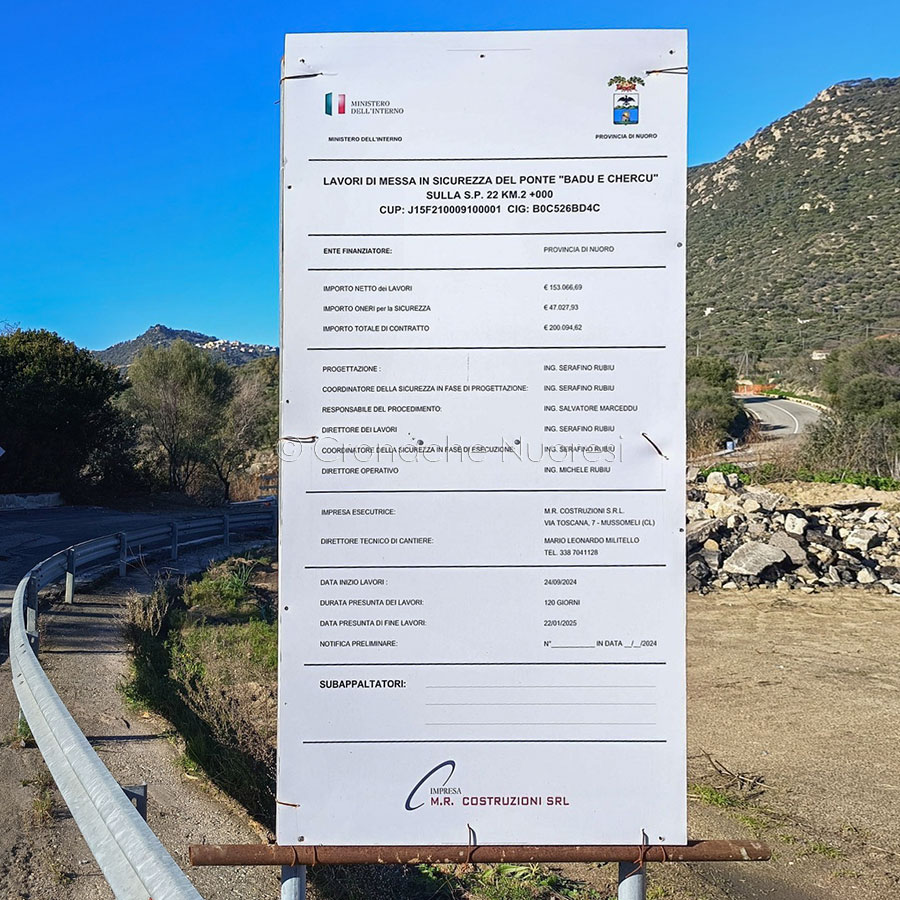 Oliena. Cantiere al Ponte di Badu 'e Chercu