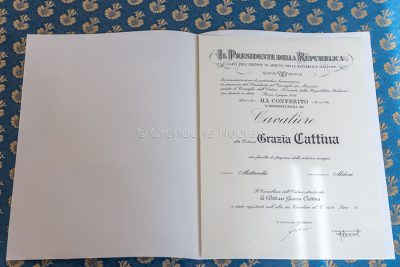 L'onorificenza di Cavaliere al Merito della Repubblica Italiana (foto S.Novellu)