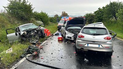 La scena dell'incidente sulla SS 129