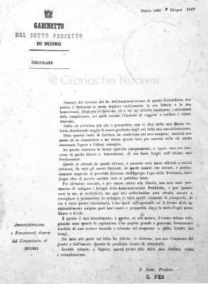 Pes di San Vittorio circolare del 7 giugno 1867