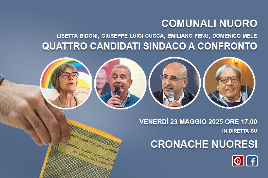 Comunali Nuoro. Quattro candidati sindaco a confronto: OGGI in diretta su Cronache Nuoresi