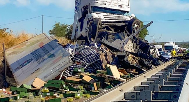 Il camion distrutto nell'incidente