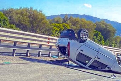 La Punto ribaltata sulla 131DCN