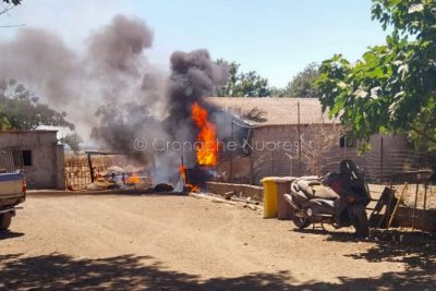 La stalla andata a fuoco