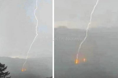 Il fulmine che ha generato l'incendio a Gavoi