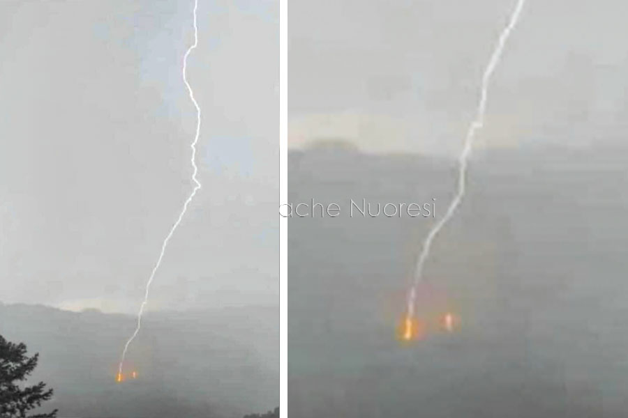 Lo scatto: il fulmine che ieri ha generato l’incendio a Gavoi