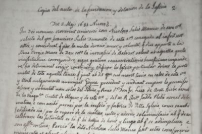 1685 - Atto di fondazione della chiesa di Valverde