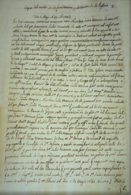 1685 - Atto di fondazione della chiesa di Valverde