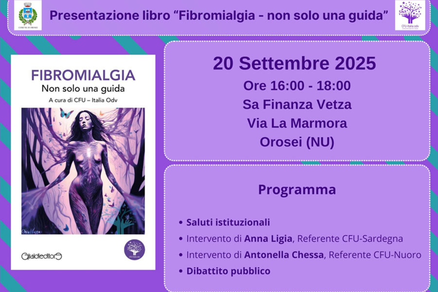 Orosei, ultimo minuto: oggi pomeriggio la presentazione del libro sulla fibromialgia
