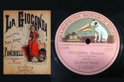 Locandina e disco della Gioconda di Amilcare Ponchielli