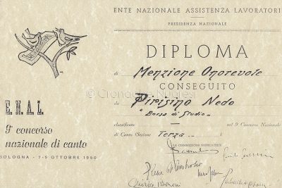 Nedo Pirisino, Diploma di merito artistico ENAL