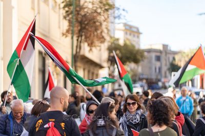 Un momento del sit-in Pro Palestina (foto S.Novellu)