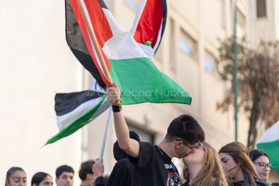 Un momento del sit-in Pro Palestina (foto S.Novellu)