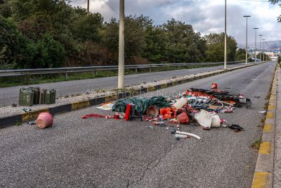 Uno dei blocchi stradali a Pratosardo (foto S.Novellu)