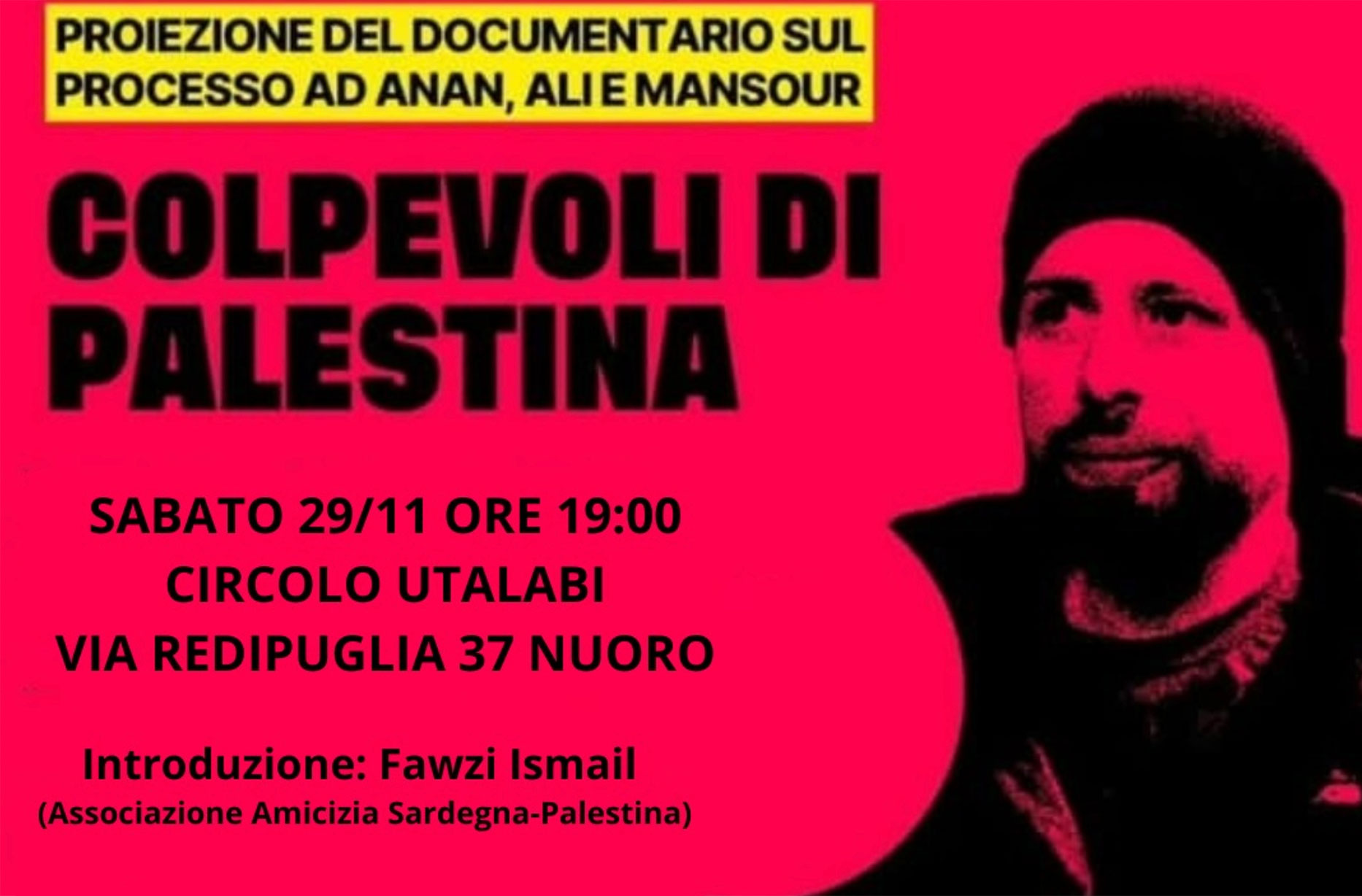 Nuoro. Libertà per Anan Yaeesh del Moviemento di solidarietà