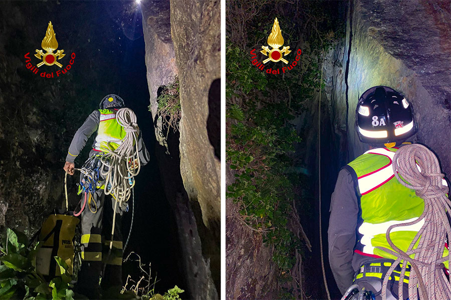 Bloccati su una parete rocciosa: 4 escursionisti salvati dai VVF calatisi in corda da 40metri