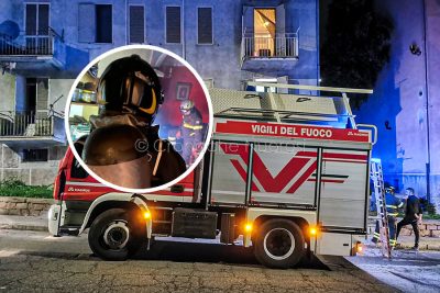 I vigili del fuoco sul luogo dell'incendio (foto S.Novellu)