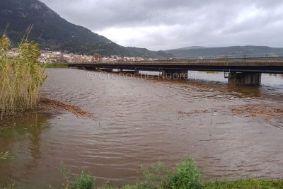 Il fiume Cedrino in piena
