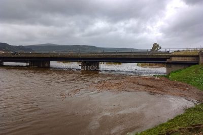 Il fiume Cedrino in piena