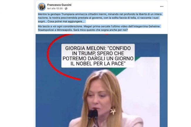 Il post di Guccini su Facebook