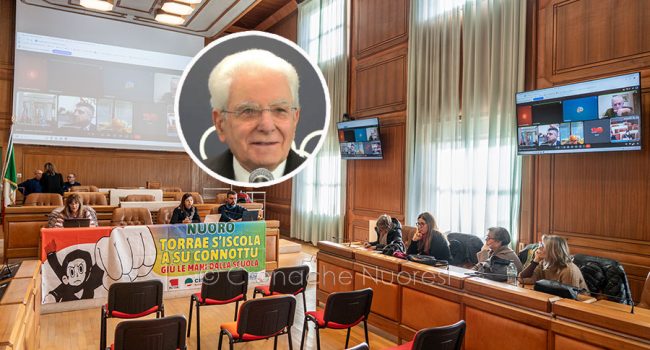 L'assemblea sindacale e, nel riquadro, il presidente Mattarella