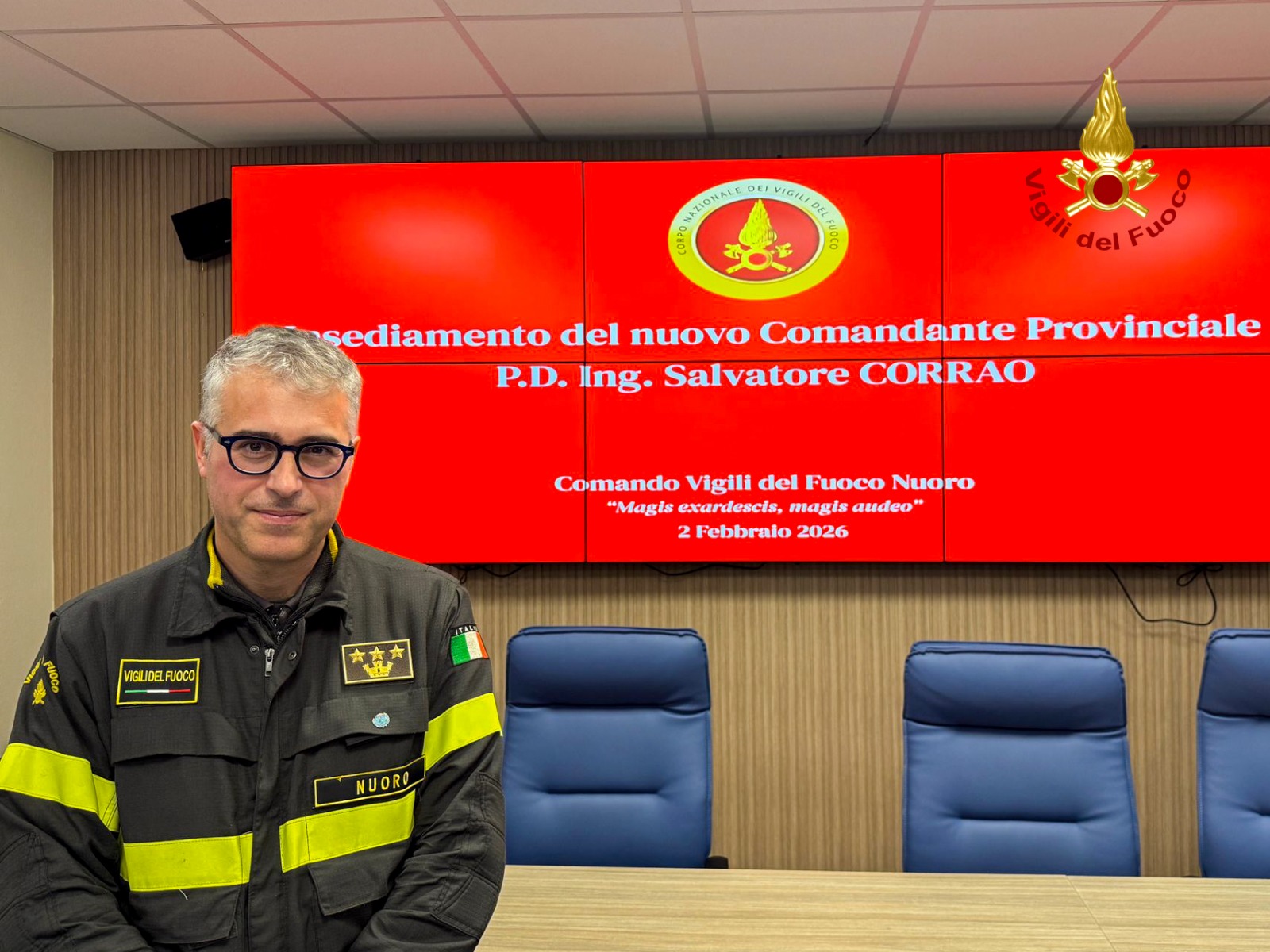 Cambio al vertice dei vigili del fuoco di Nuoro: Salvatore Corrao è il nuovo comandante