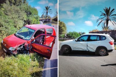 Le due auto coinvolte nell'incidente a Orosei