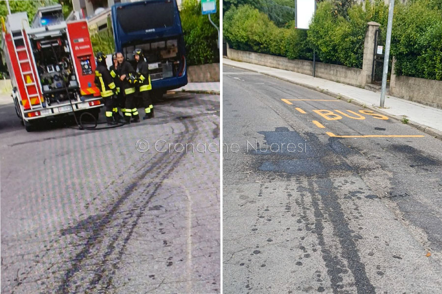  Nuoro. Autobus perde gasolio e prende fuoco: evacuati gli studenti
