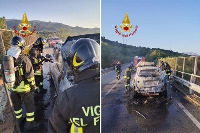 La Nissan distrutta dalle fiamme