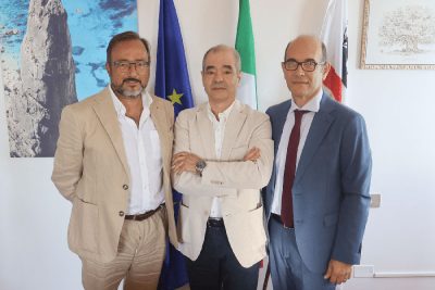 Alfredo Deidda con il dg Andrea Fabbo e il ds Alessandro Baccoli