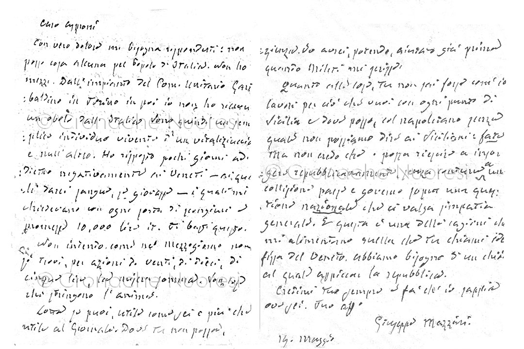 Lettera di Mazzini a Asproni