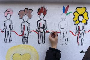 Arte e inclusivita', un dettaglio del murale (foto S.Novellu)