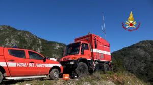 L'esercitazione - addestramento dei Vigili del fuoco nella miniera di Reigraxius a Domusnovas