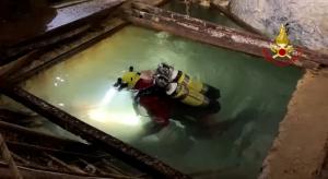 L'esercitazione - addestramento dei Vigili del fuoco nella miniera di Reigraxius a Domusnovas