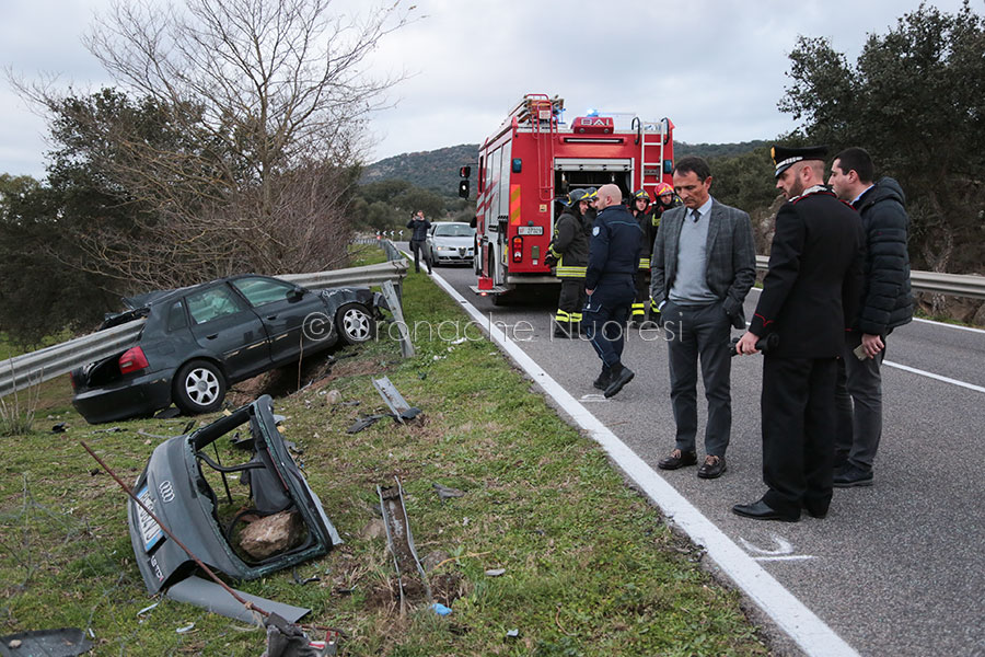 La scena dell'incidente mortale sulla SS129 (foto S.Novellu)