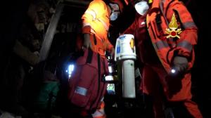 L'esercitazione - addestramento dei Vigili del fuoco nella miniera di Reigraxius a Domusnovas