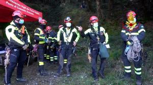 L'esercitazione - addestramento dei Vigili del fuoco nella miniera di Reigraxius a Domusnovas